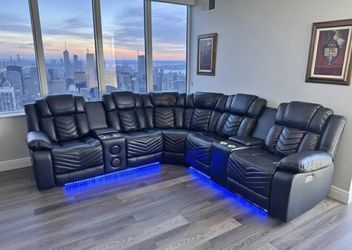 New Recliner Sectional With Led Lights- Finance Available