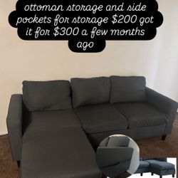Small Couch With Ottoman Storage/side Pockets