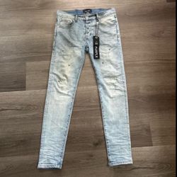 Light blue purple brand jeans with rhinestones