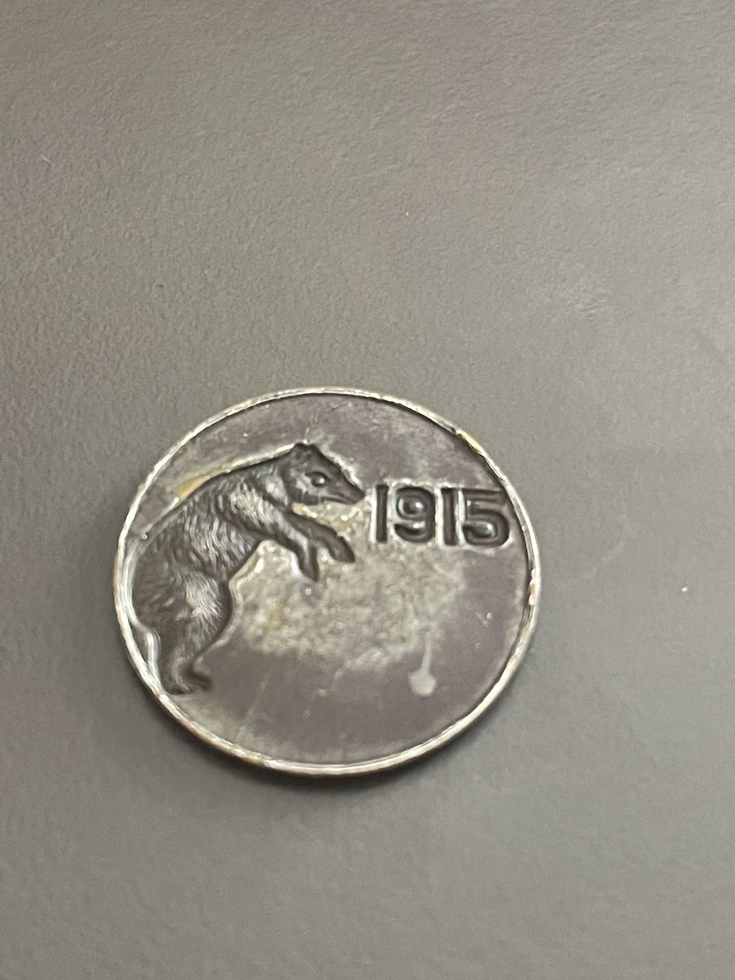 1915 PPIE PANAMA PACIFIC INTERNATIONAL EXPO GRIZZLY BEAR SPINNER COIN