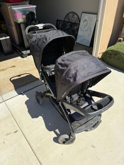 Double Stroller and 2 Folding Single Strollers