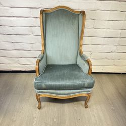 Vintage French Style Blue Wingback Chair