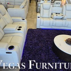 SOFA-SET-2PC POWER RECLINERS HEAT REST 