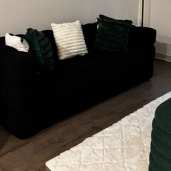 Black Sofa Modern Oversized Loveseat