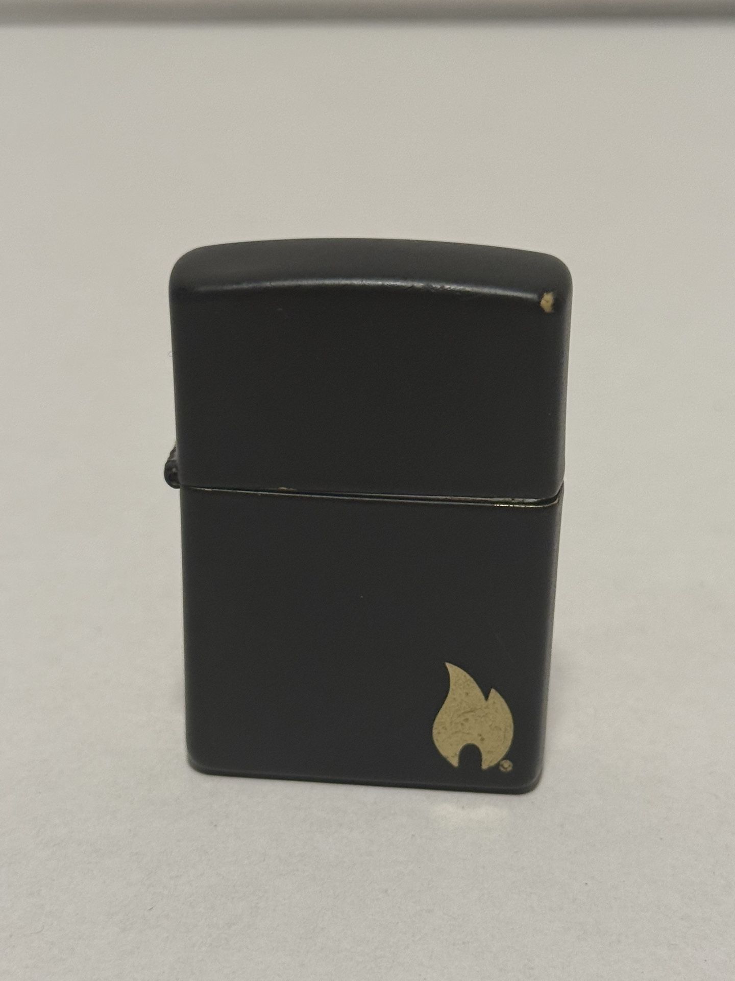 Vtg Zippo Lighter Black Matte Finish Gold Flame Logo