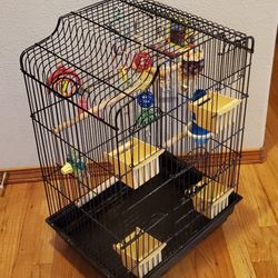 Deluxe Parakeet Cage with Book, Toys