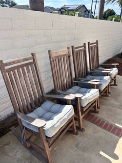 TEAK (4) Outdoor Rocking Chairs