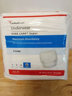Brand New Underwear Cardinal Health Sure Care Super Maximum Absorbency