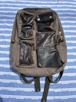 Canvas and Faux Leather Backpack
