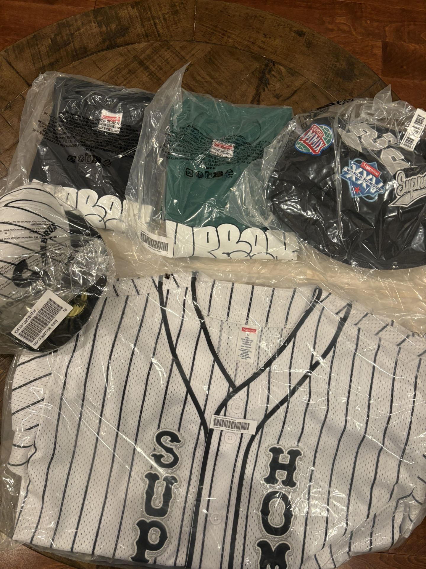 Supreme SS 25’ Week 12 Home run Baseball Jersey, Short Sleeve Tee, Crusher, Logo New Era Cap