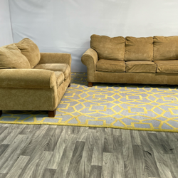 ( Delivery Available ) Light Brown Couch Set with Sleeper