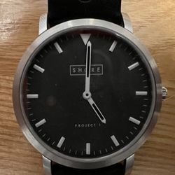 Shore Projects Project 1 Watch w/ Black Leather Strap and Silver Clasp