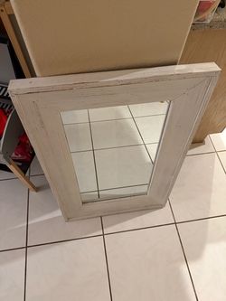 Rustic White Wood Framed Wall Mirror