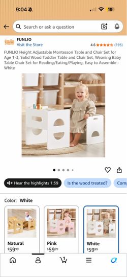 Kid Montessori Table and Chair Set for Age 1-3