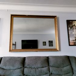 Vintage Gold Rectangle Wall Mirror - 56" X 44"