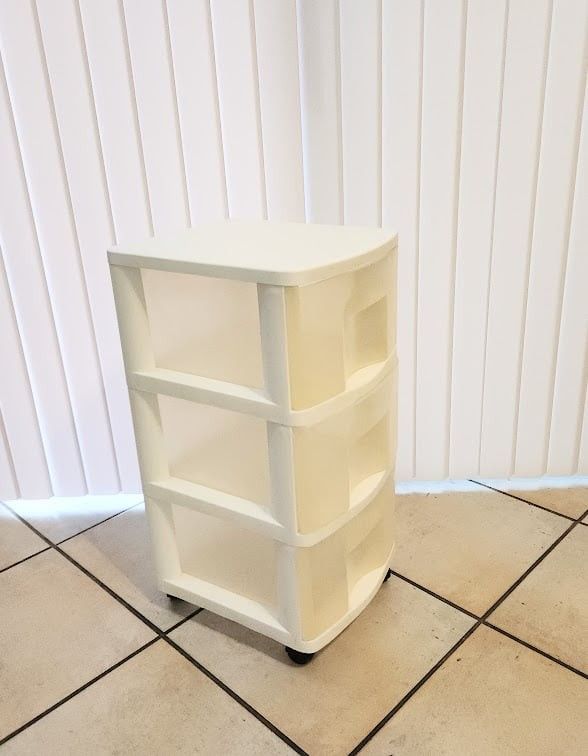 White 3 Drawer Medium Cart on Wheels