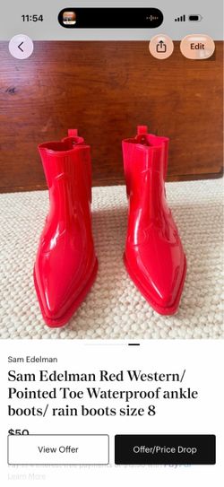 Sam Edelman Red Western/ Pointed Toe Waterproof ankle boots/ rain boots size 8
