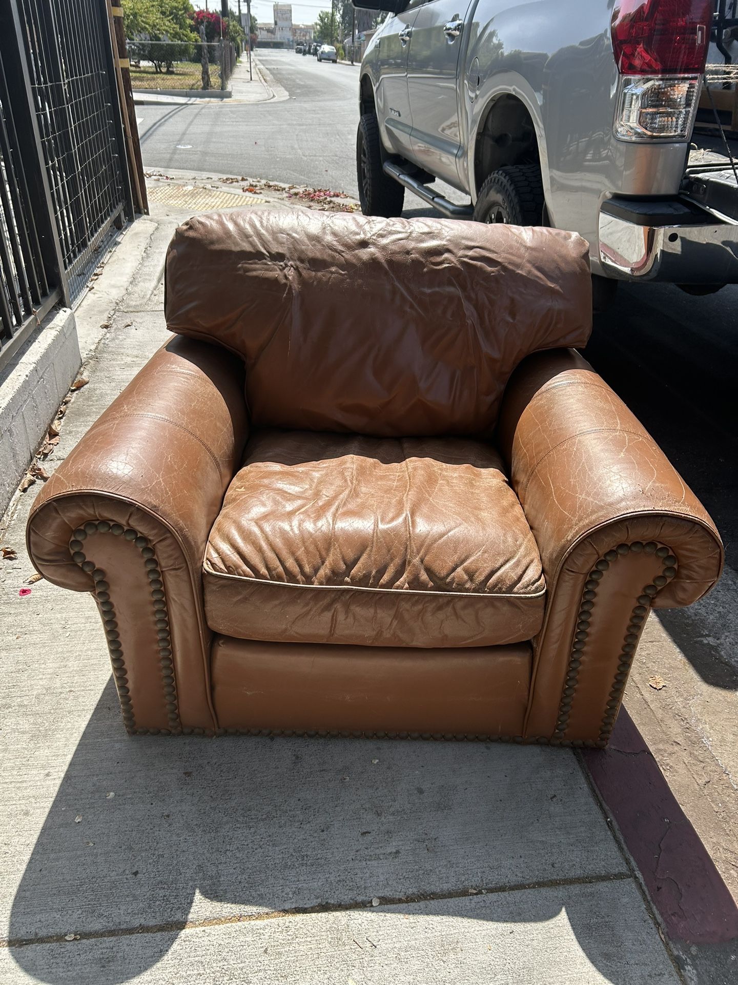 Brown genuine Leather Armchair