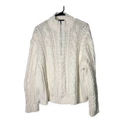 Jenni Kayne beige chunky 1/2 zip sweater L