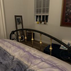 Iron Bed Frame, Queen Mattress And Box Spring
