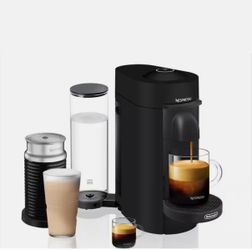 Nespresso by De'Longhi Matte Black VertuoPlus Coffee and Espresso Maker with Aeroccino Milk Frother & Pods $358 Value