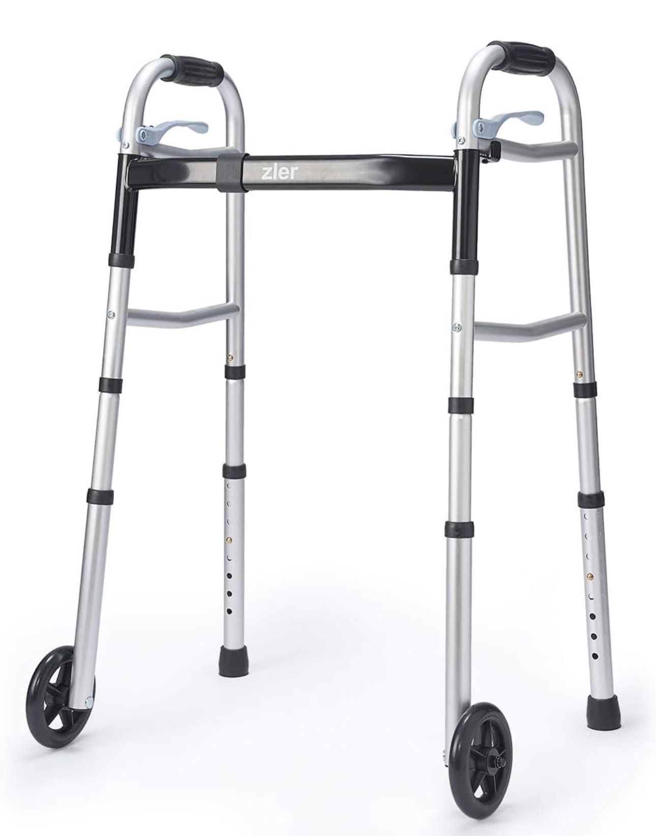 Zler Narrow Folding Walker for Seniors with Trigger Release and 5 Inches Wheels, Lightweight Supports up to 300 lb