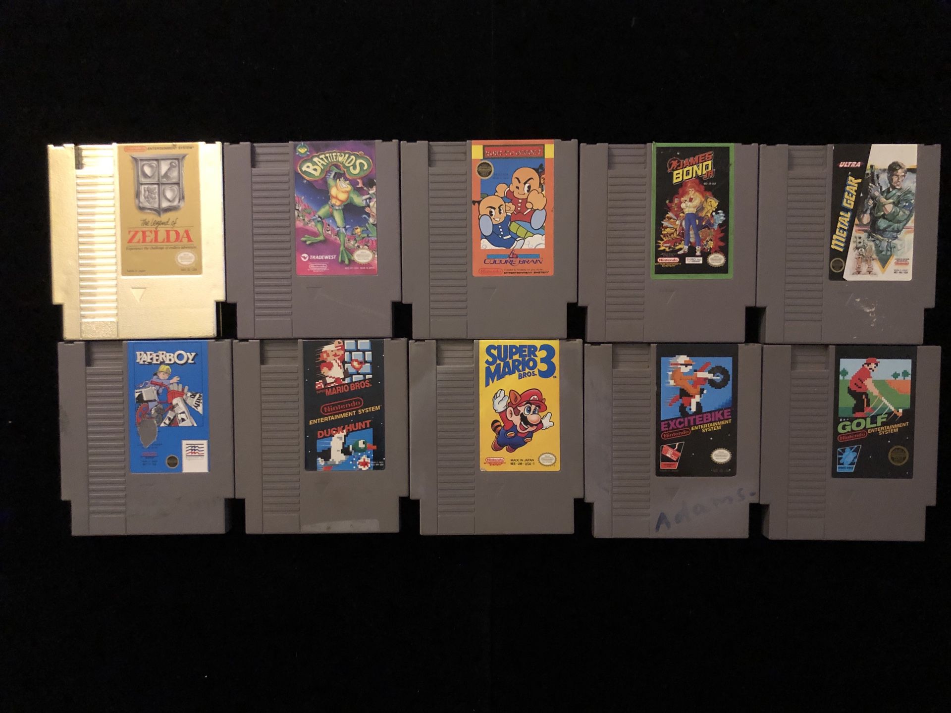 Nintendo NES Games Lot of 10(Zelda BattleToads Paperboy Mario Bros Bond Jr+more