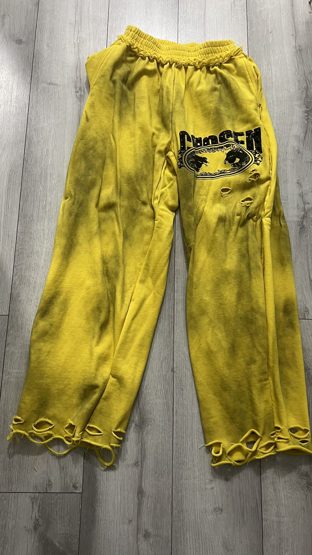 yellow chosen sweats baggy