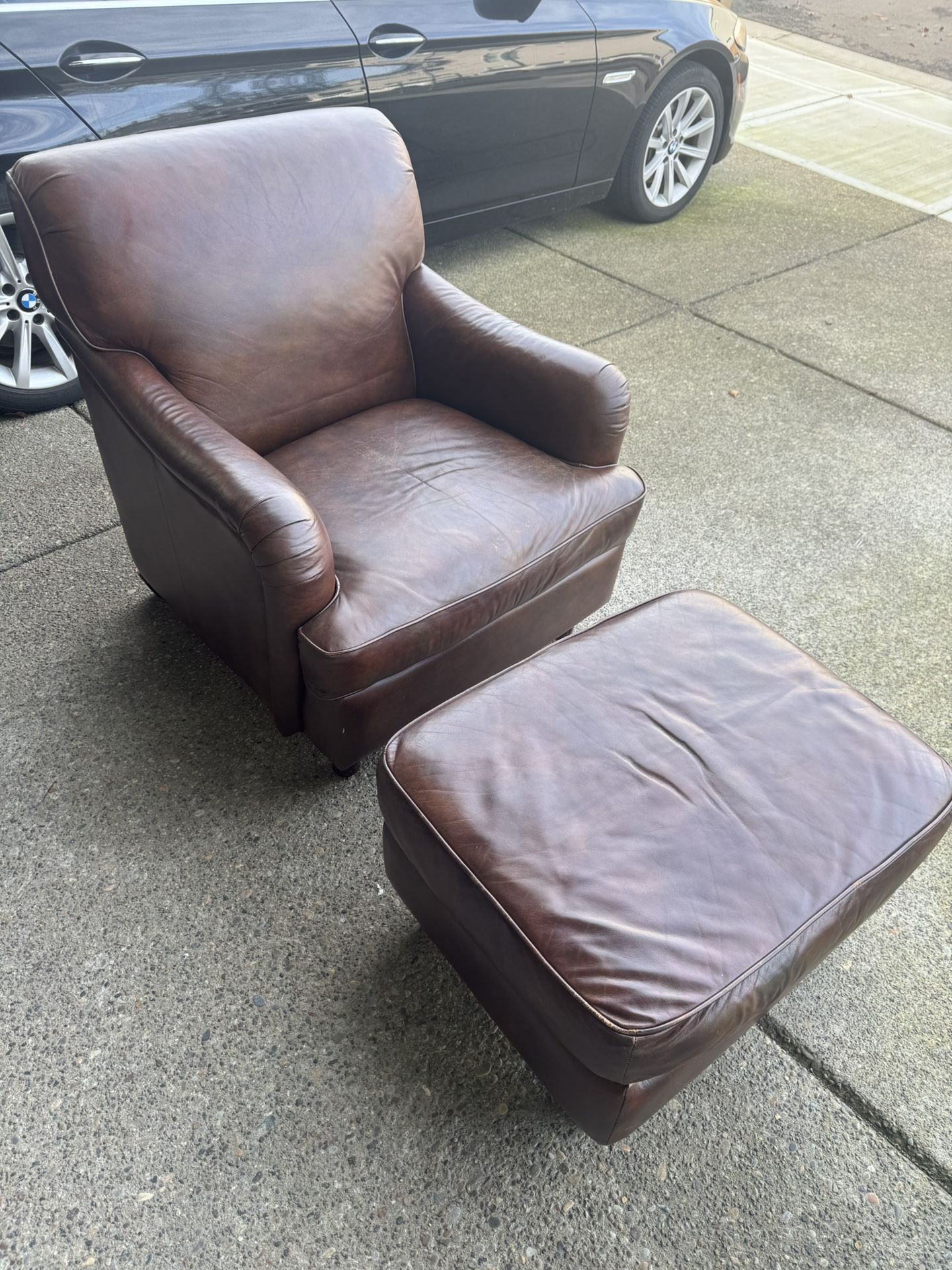 Leather Chair And Ottoman