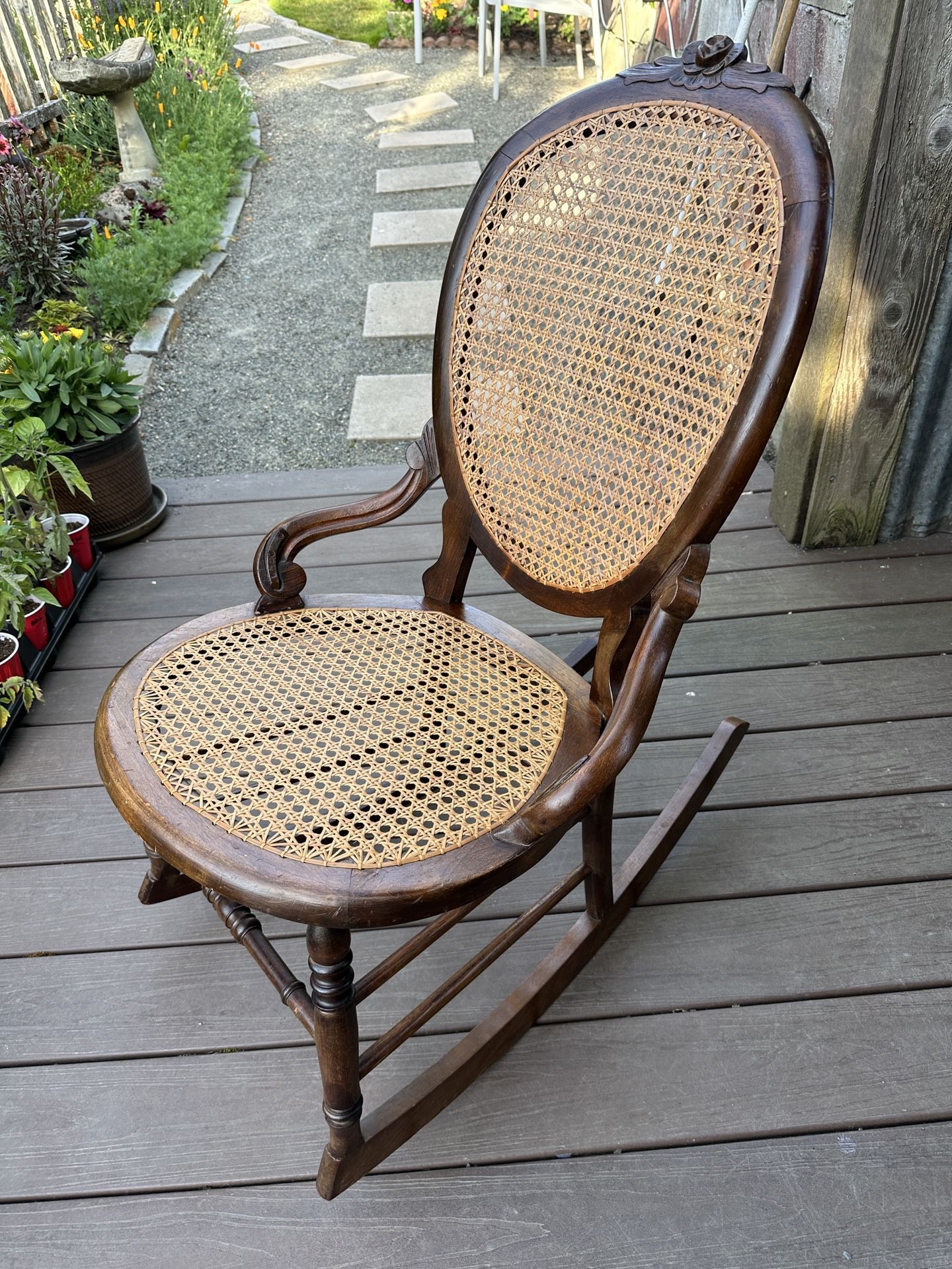 Vintage Victorian Cane Rocking Chair