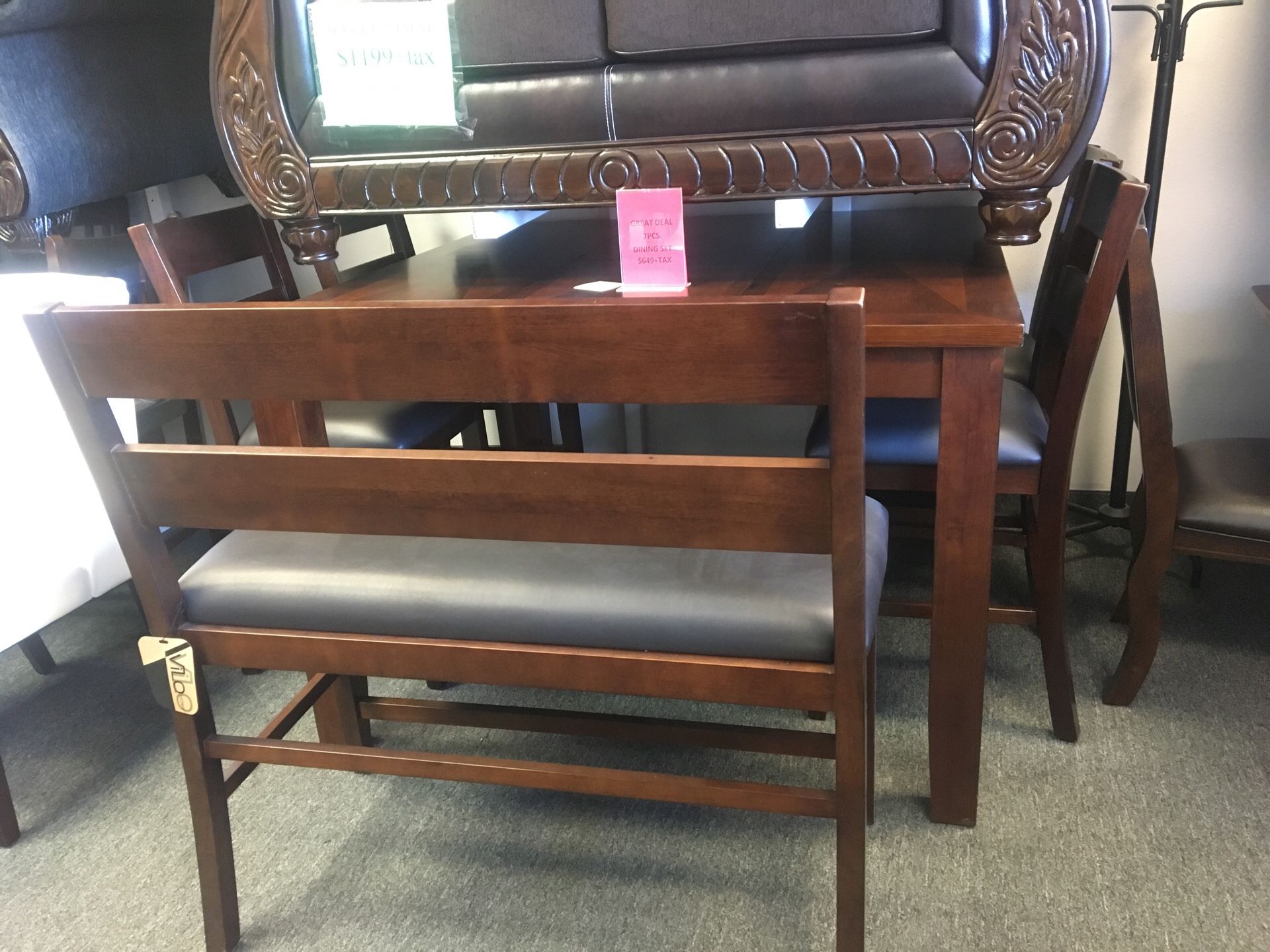 Solid wood dining set used as display