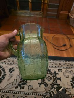 Green uranium Depression Glass Pitcher