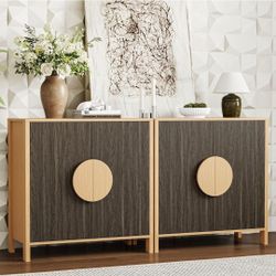 65 Inch TV Stand, Mid Century Modern Entertainment Center with Storage Cabinets & Adjustable Shelves, Media Console TV Credenza for Living Room, Dinin
