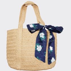 Draper James Straw bag with Floral Scarf 