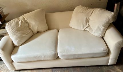 Linen Slipcovered Loveseat Sofa
