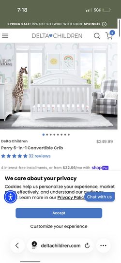 Tan Delta Children Convertible Crib