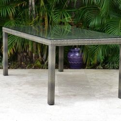 BRAND NEW Rectangular Wicker & Glass Outdoor Furniture Table