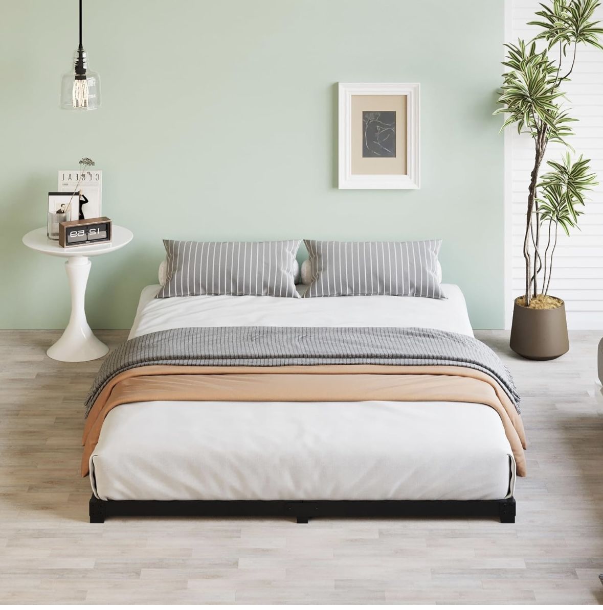 3 Inch Low King Bed Frame Heavy Duty Metal Platform, No Box Spring Needed, Easy Assembly
