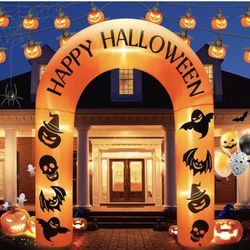 8 FT Giant Halloween Inflatable Pumpkin Arch Outdoor Decoration,Halloween Blow Up Archway Yard Decorations for Halloween Holidays Parties（Printing wit