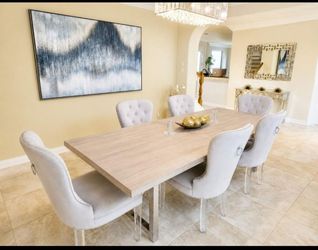 Luxury Z Gallerie Dining Set – Dining Table + 6 Charlotte Chairs + Breakfast Table & 4 Chairs