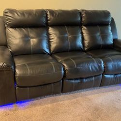 Black LED Kempten Manual Reclining Sofa