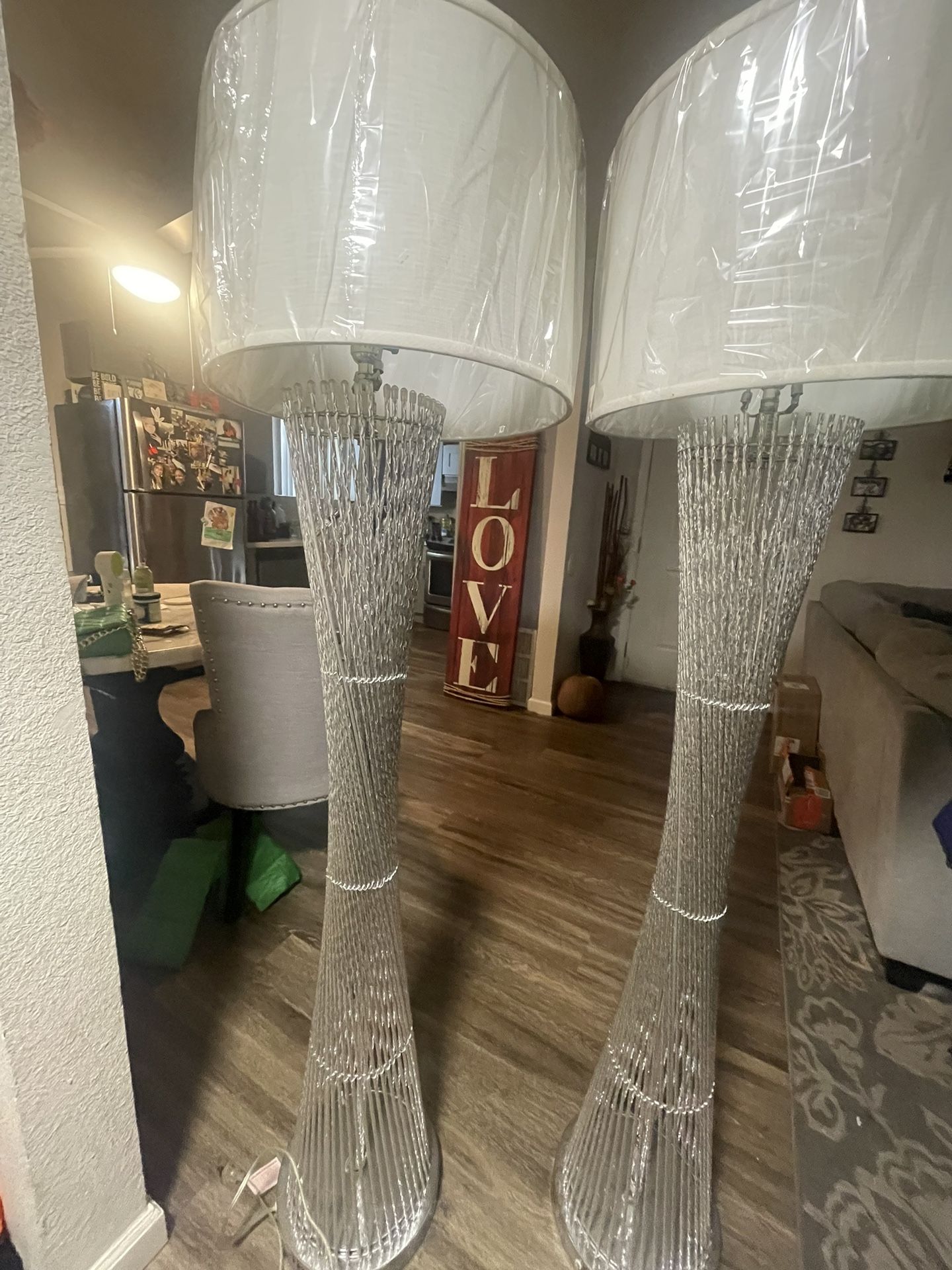 Set Of Blinged Out Floor Lamps