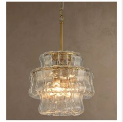 Brand new in the box- 12.5-Inch Ripple Glass Pendant Light,Brass Pendant Lights Kitchen Island Modern Kitchen Island Pendant Light for Dining Room, Br