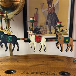Vintage Folk-Style Metal Christmas Santa's Seigh and Reindeer 