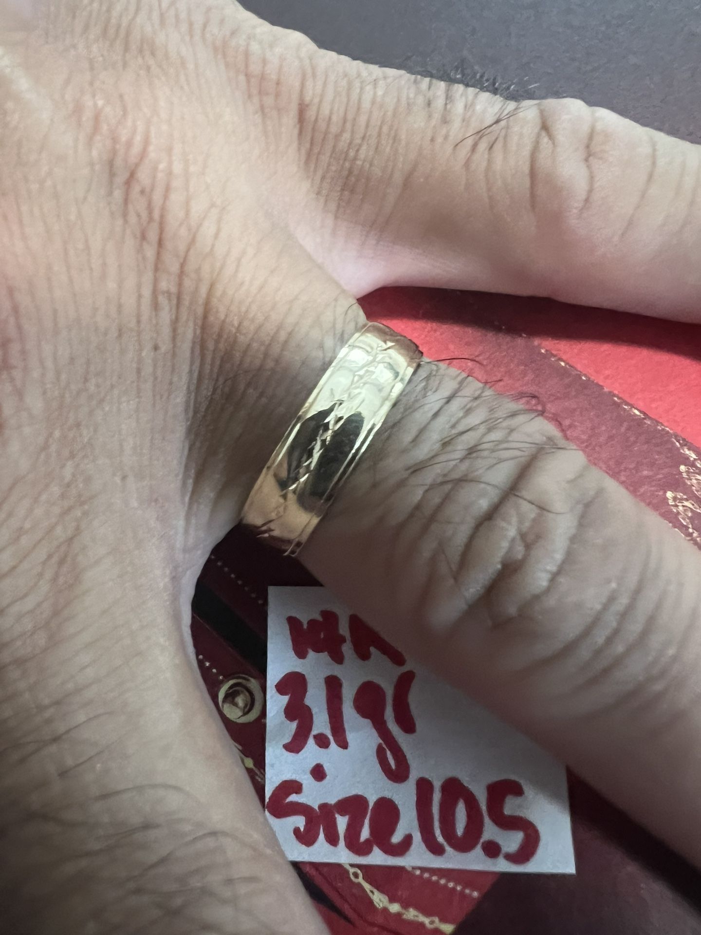 14K Solid Gold Man Wedding Band 3.1Gr Size 10.5