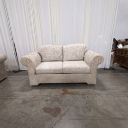 Cream Floral Jacquard Rolled Arm Loveseat