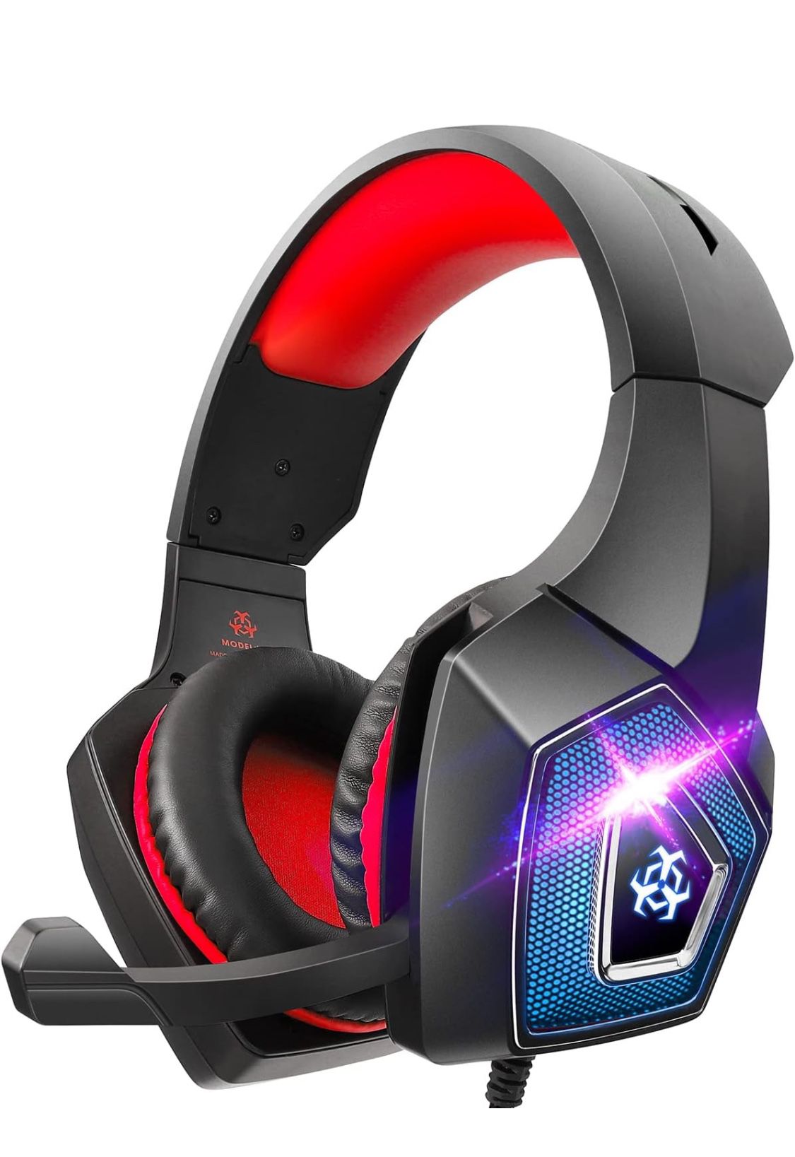 New! Gaming Headset V1 for Pc Mac Laptop Games, Led Light Headphone Stereo 3.5 Mm Wired Over Ear Ps4 with Noise Cancelling Microphone
