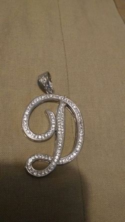 Sterling Silver D Pendant with Diamond cut