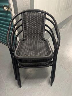 Black Rattan Patio Chairs - Set of 4