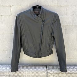 Vintage 80s Asymmetrical Grey Leather Jacket